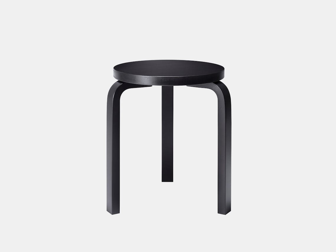 Artek alvar aalto stool 60 black lacquered birch