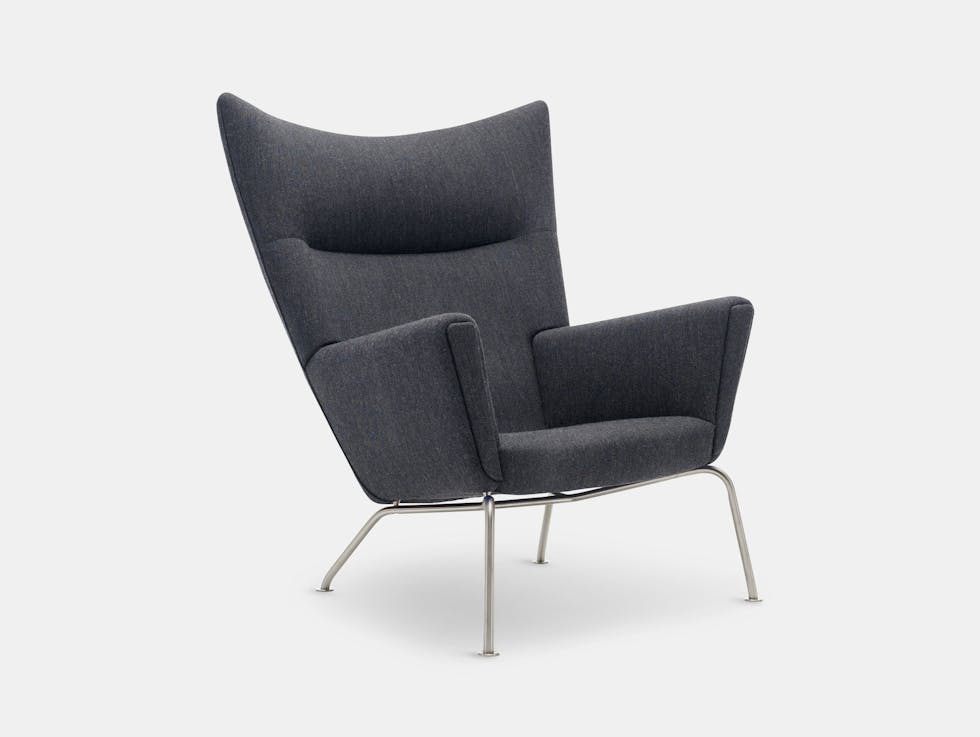 Carl Hansen Ch445 Wing Chair Fjord 191 Stainless Steel Legs Hans Wegner