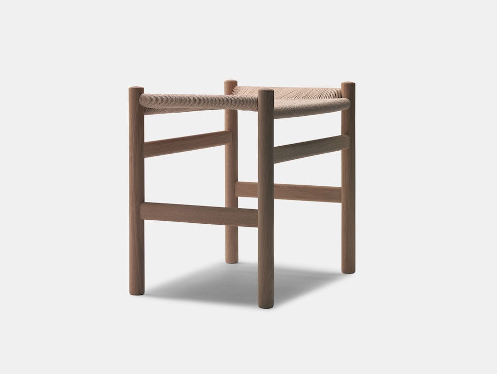 Carl Hansen Ch53 Stool Oak Natural Paper Cord Hans Wegner
