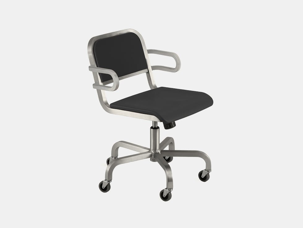 Emeco ettore sottsass nine o swivel armchair brushed aluminium