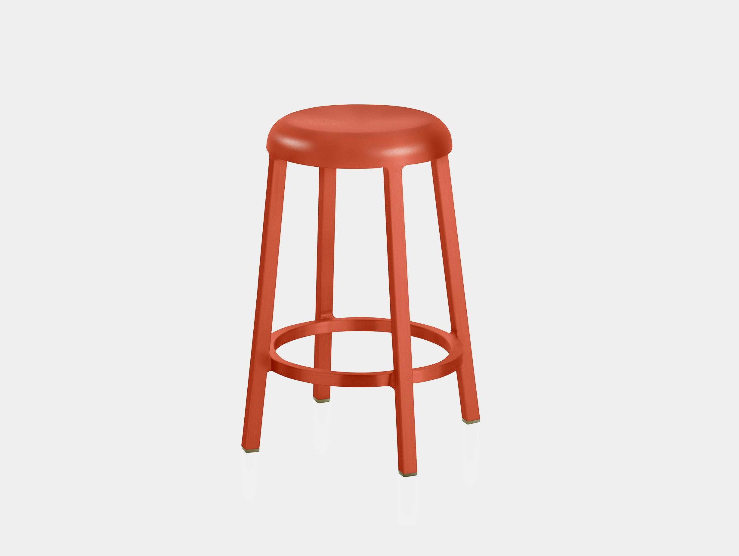 Emeco za counter stool coral orange