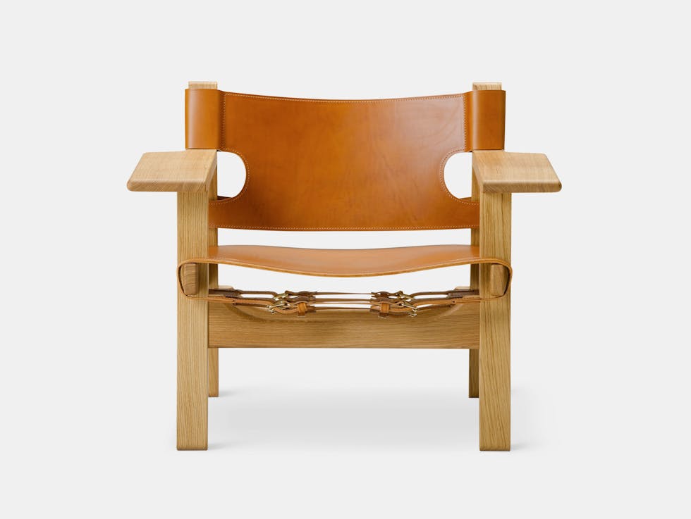 Fredericia Spanish Chair Oiled Oak Cognac Leather Borge Mogensen