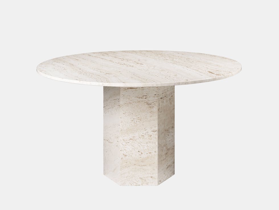 Gubi Epic Dining Table white travertine Gam Fratesi