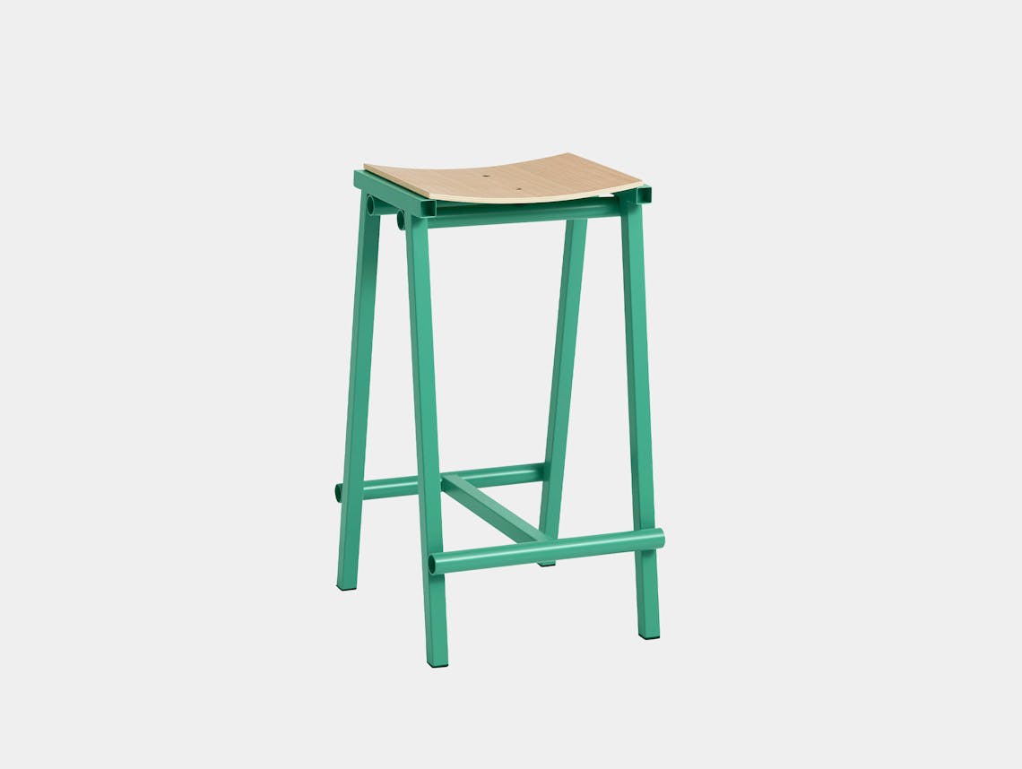 Hay marc morro taburete 8 bar stool h65 oak seat jade base