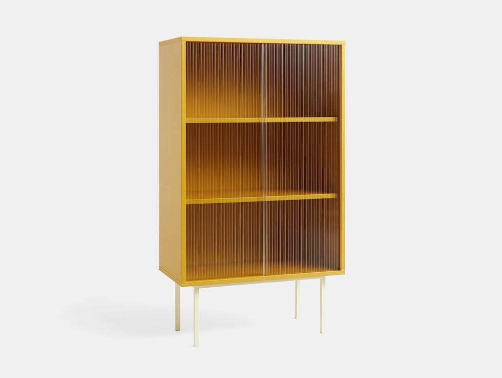 Hay muller van severen colour cabinet tall yellow reeded glass doors
