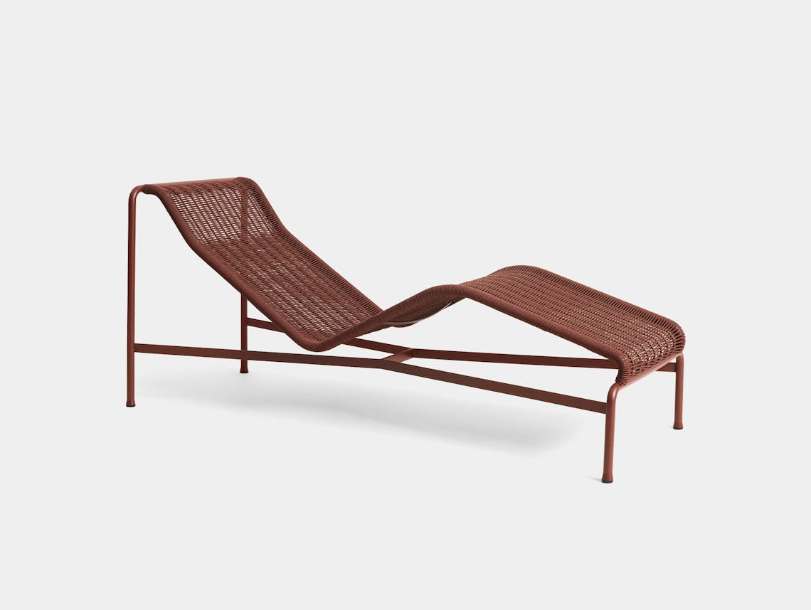 Hay palissade cord chaise longue iron red