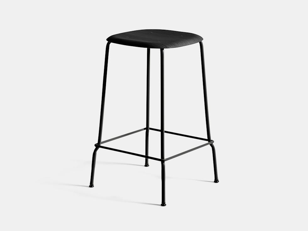 Hay Soft Edge30 H65 Bar Stool Black Base Black Stained Oak