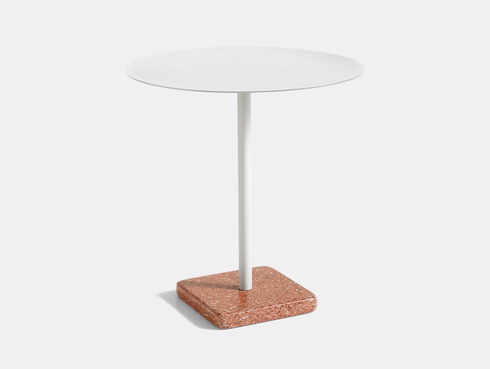 Hay Terrazzo Table Round Red Base Light Grey Top Daniel Enoksson