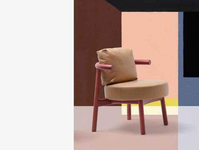 Mattiazzi studio nitzan cohen solo lounge chair red ash leather lifestyle2