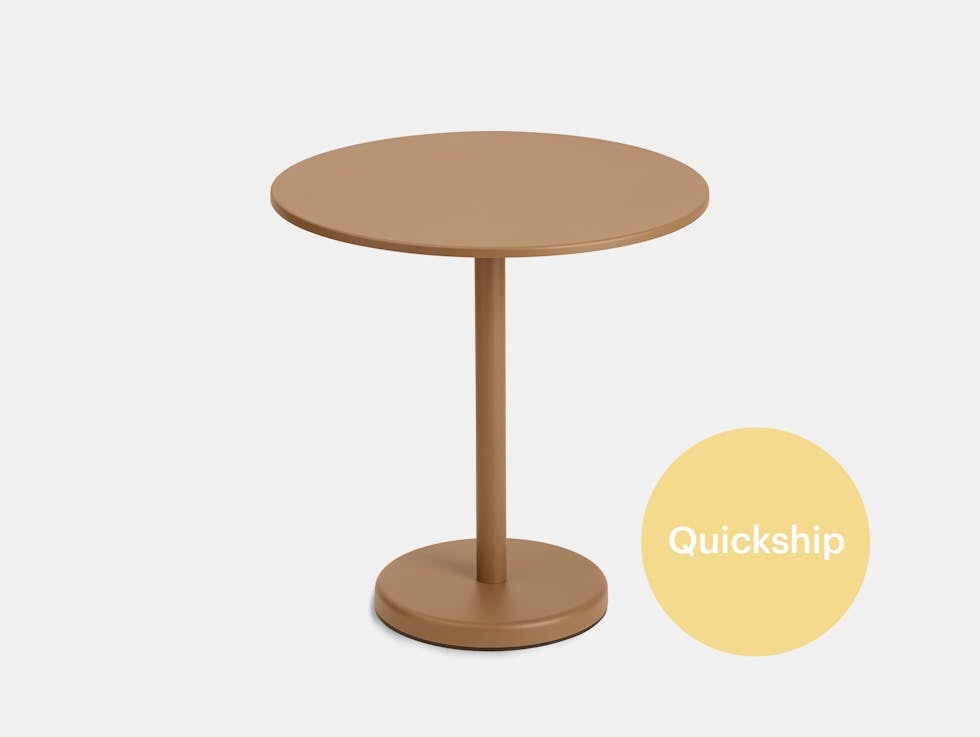 Muuto linear steel round cafe table burnt orange qs
