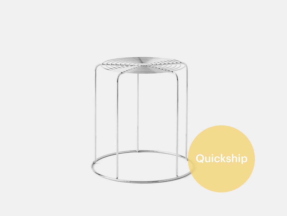 Quickship tradition verner panton wire stool vp11 mirror polished steel