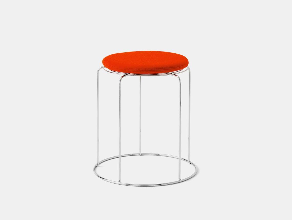 Tradition verner panton wire stool vp11 mirror polished steel hallingdal 600 red