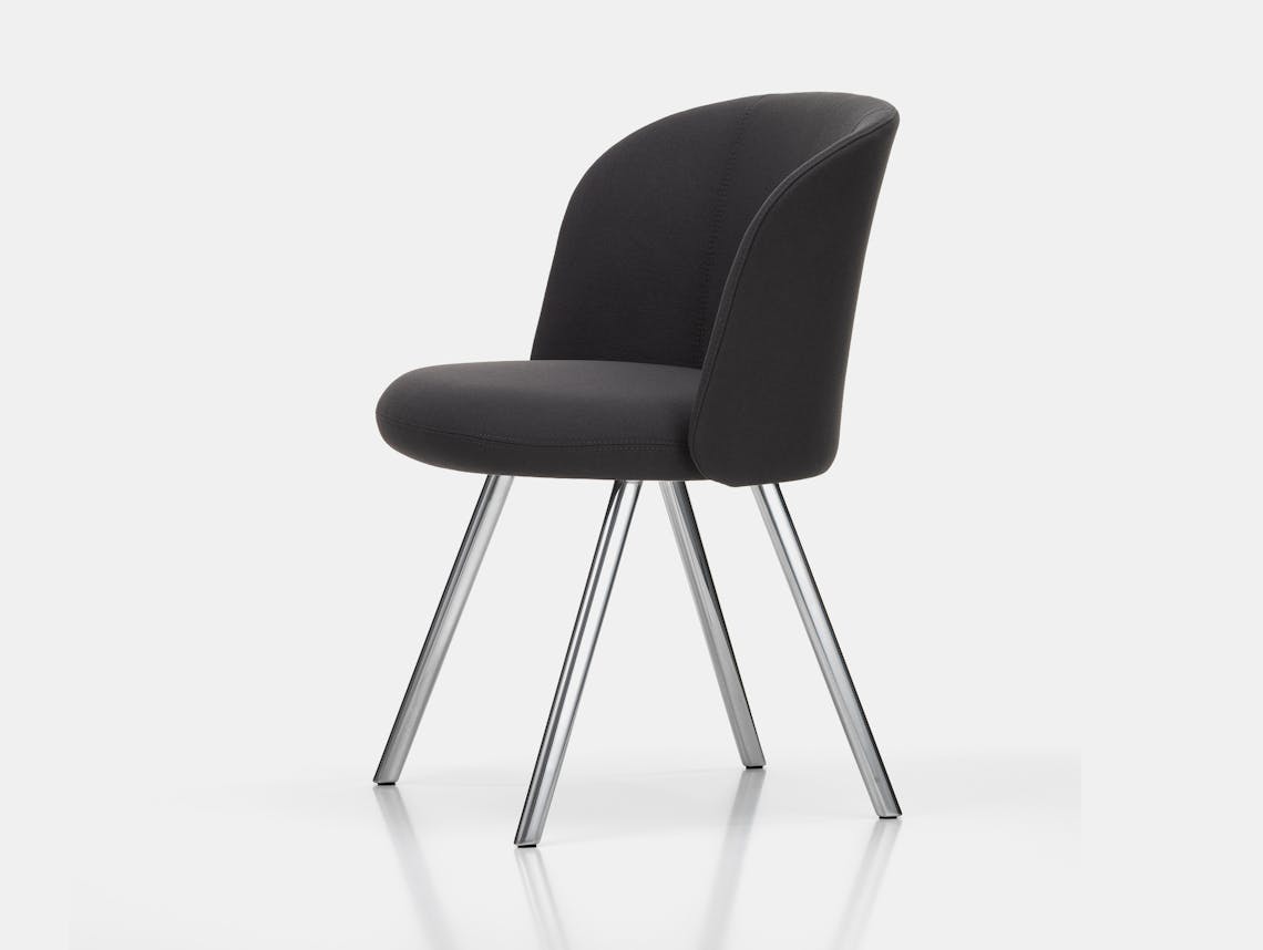 Vitra Barber Osgerby Mikado Side Chair Polished Aluminium Plano Dark Grey