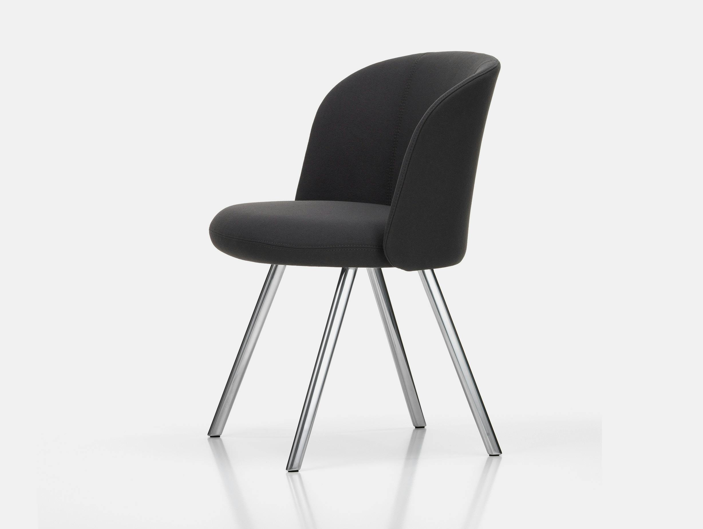 Vitra Barber Osgerby Mikado Side Chair Polished Aluminium Plano Dark Grey